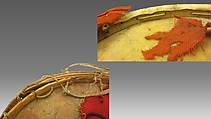 Frame Drum, Wood, membrane, feathers, flannel, paint, Native American (Pueblo, possibly)